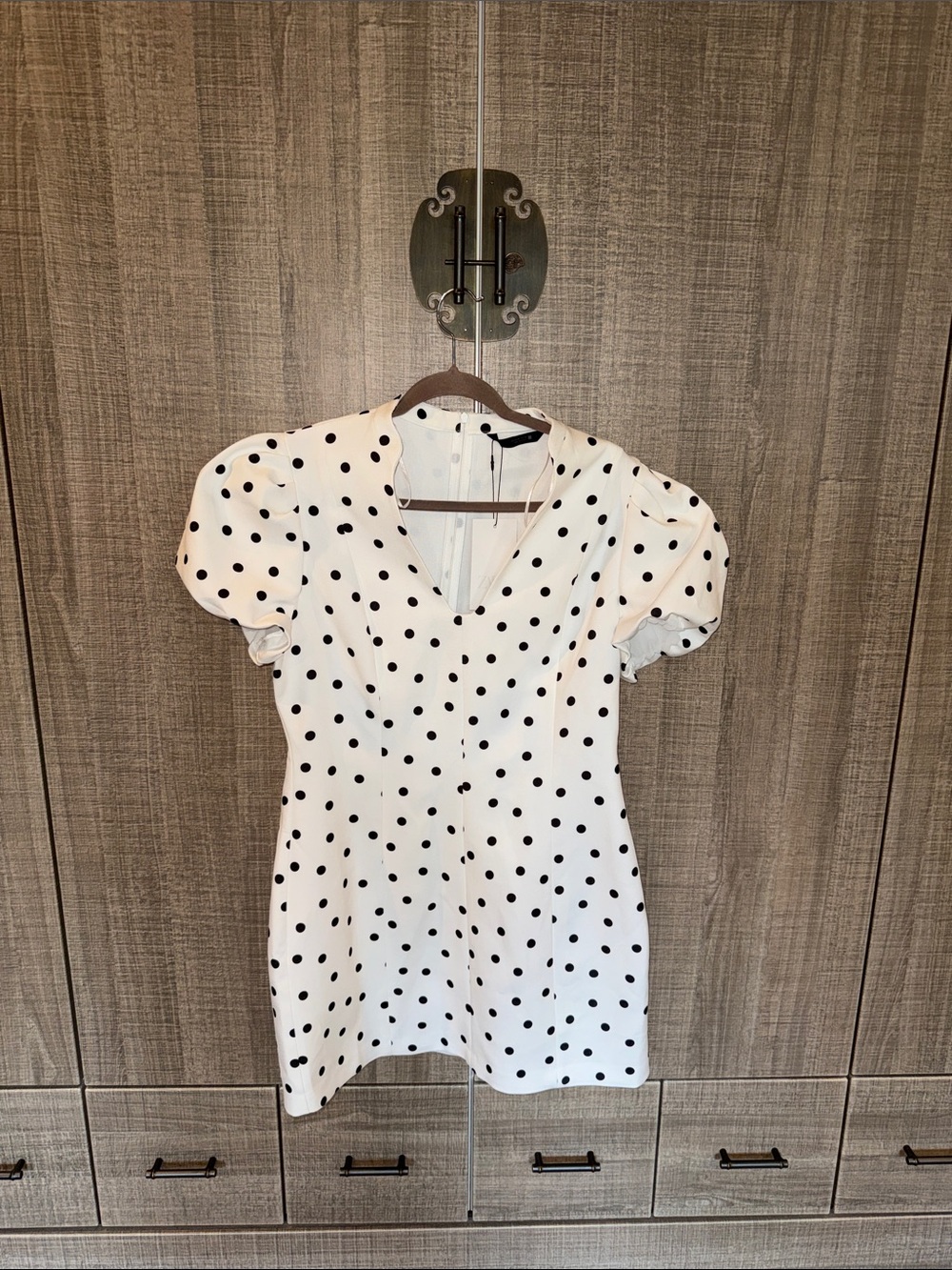Zara Puff Sleeves Polka Dot Short Dress - Picture 8 of 17